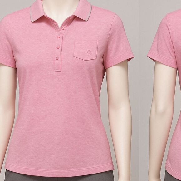 Élégance Sports Paris Pink Short Sleeve Button Polo Shirt S/M Rhinestone Detail - Picture 1 of 9
